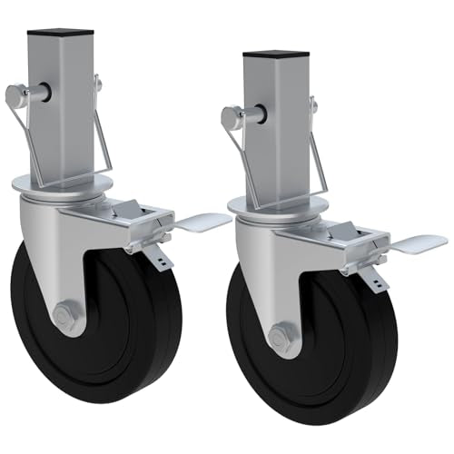 Secure & Mobile Workspace Solution: Set of 2/4 Heavy-Duty 5" Casters with Dual Locks for Scaffolds, Workbenches & More |440 lbs Per Capacity