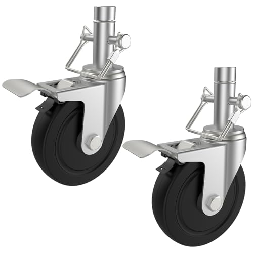 Dual-Locking Scaffold Wheels: 5" Heavy-Duty Set for Secure Mobility & 400lb Total Capacity