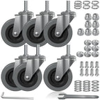 3" Swivel Caster Wheels (6-Pack) - Replacement M10x1 Metric Threaded Stem Casters for Creeper Service Carts, Shop Stools, Workbenches & Post Mounts