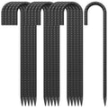 18 Inch Steel J Hook Rebar Ground Stakes 16 Pack 1/2 Inch Diameter Fence Stakes for Wire Fencing with Chisel Point End Metal Tent Stakes Heavy Duty for Outdoor Camping, Black