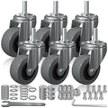 Caster Replacement Kit for Mechanic Stools & Workshop Creepers - 6-Pack of 2" Heavy-Duty Wheels with M8x20mm Stem