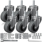 Caster Replacement Kit for Mechanic Stools & Workshop Creepers - 6-Pack of 2" Heavy-Duty Wheels with M8x20mm Stem