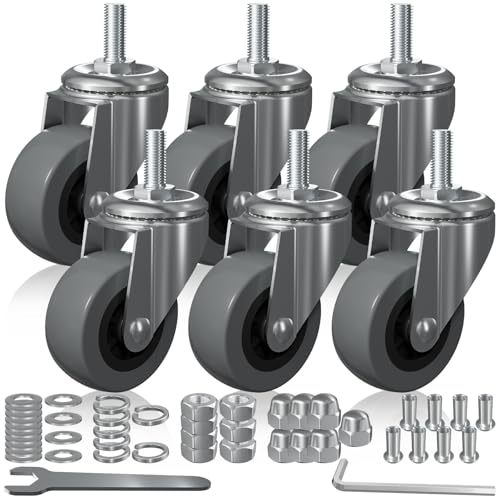 Caster Replacement Kit for Mechanic Stools & Workshop Creepers - 6-Pack of 2" Heavy-Duty Wheels with M8x20mm Stem