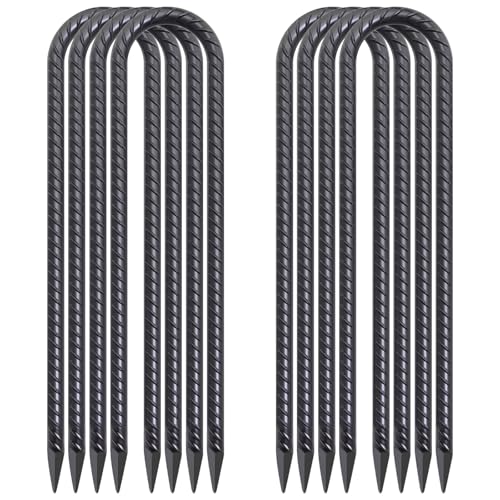 U-Shaped Trampoline Anchors, Heavy Duty Wind Stakes, 8-Pack (Black)