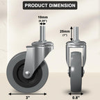 3" Swivel Caster Wheels (6-Pack) - Replacement M10x1 Metric Threaded Stem Casters for Creeper Service Carts, Shop Stools, Workbenches & Post Mounts