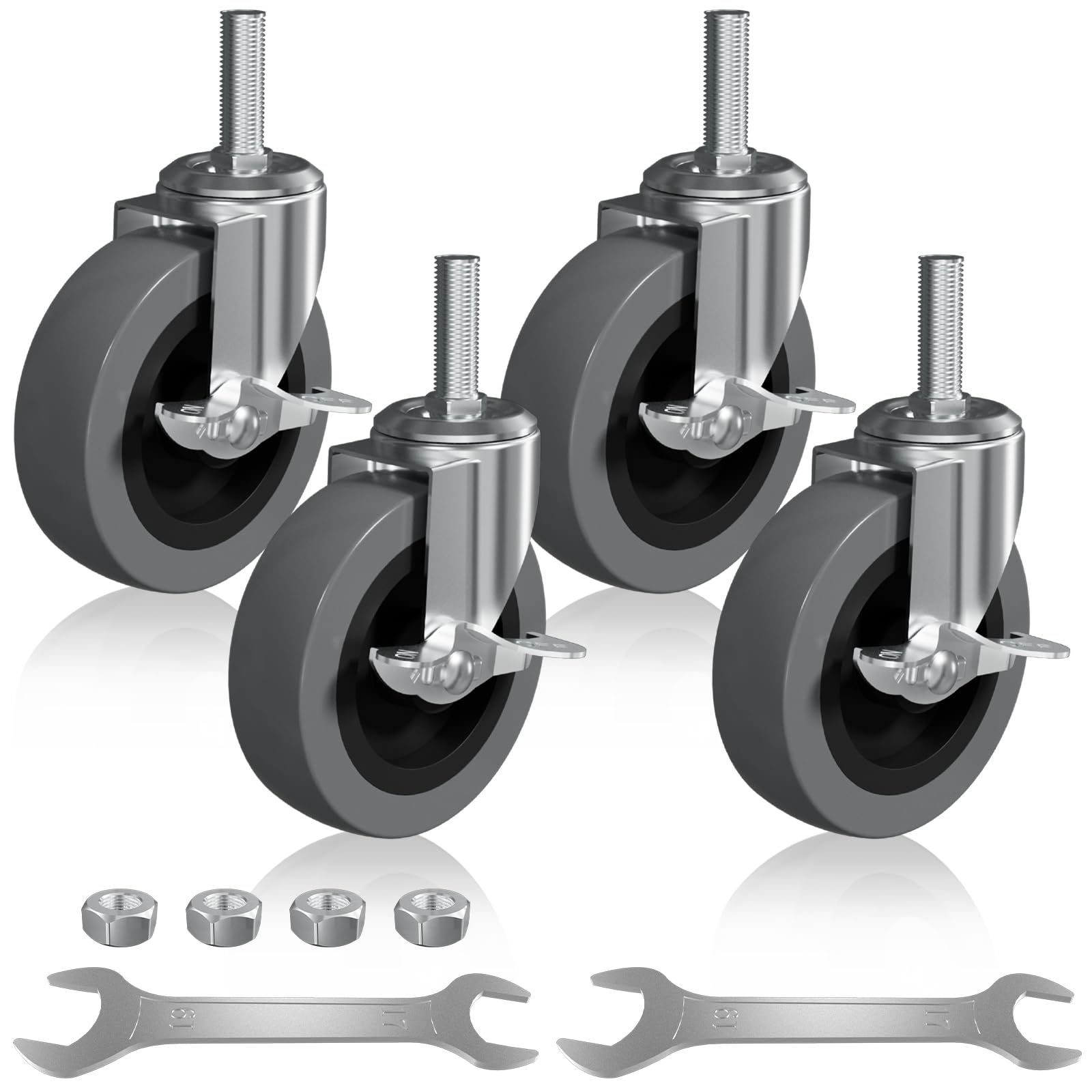 Ultimate Upgrade: 4" Rolling Caster Set with Locking Brake | 700LB Capacity for Garage Stools