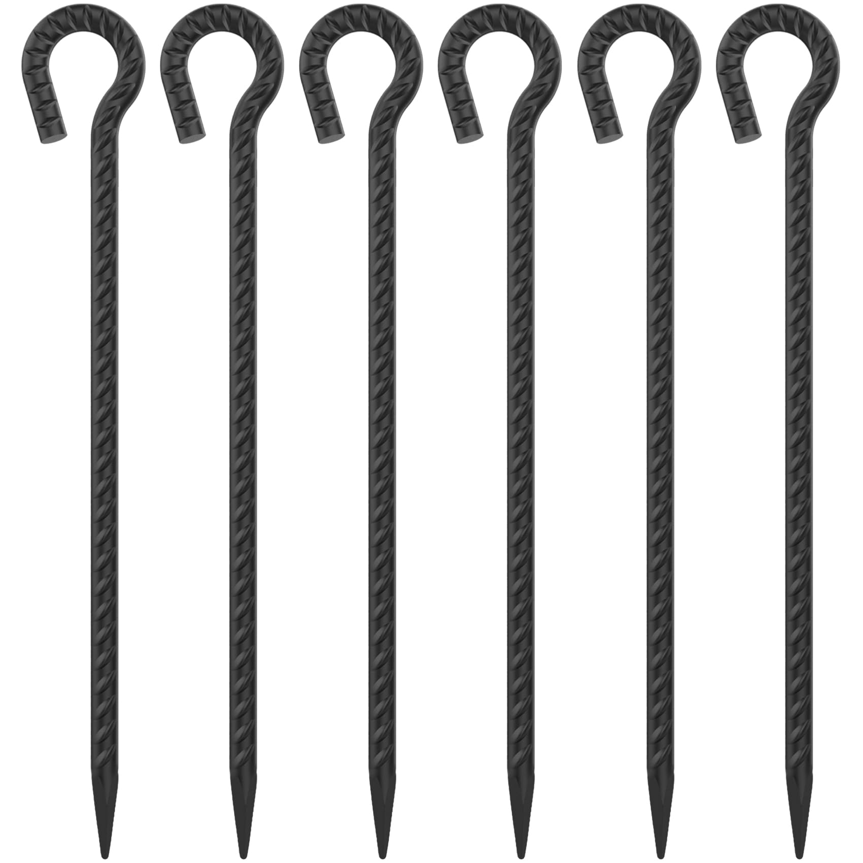Heavy Duty Garden Stakes with Loop - Create Decorative Rope Borders for Flower Beds & Paths (6-Pack, 1/2" Black)