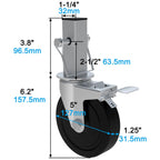 Secure & Mobile Workspace Solution: Set of 2/4 Heavy-Duty 5" Casters with Dual Locks for Scaffolds, Workbenches & More |440 lbs Per Capacity