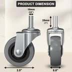 6-Pack Heavy Duty 2.5" Creeper Wheels with M8/M10 Threaded Stem