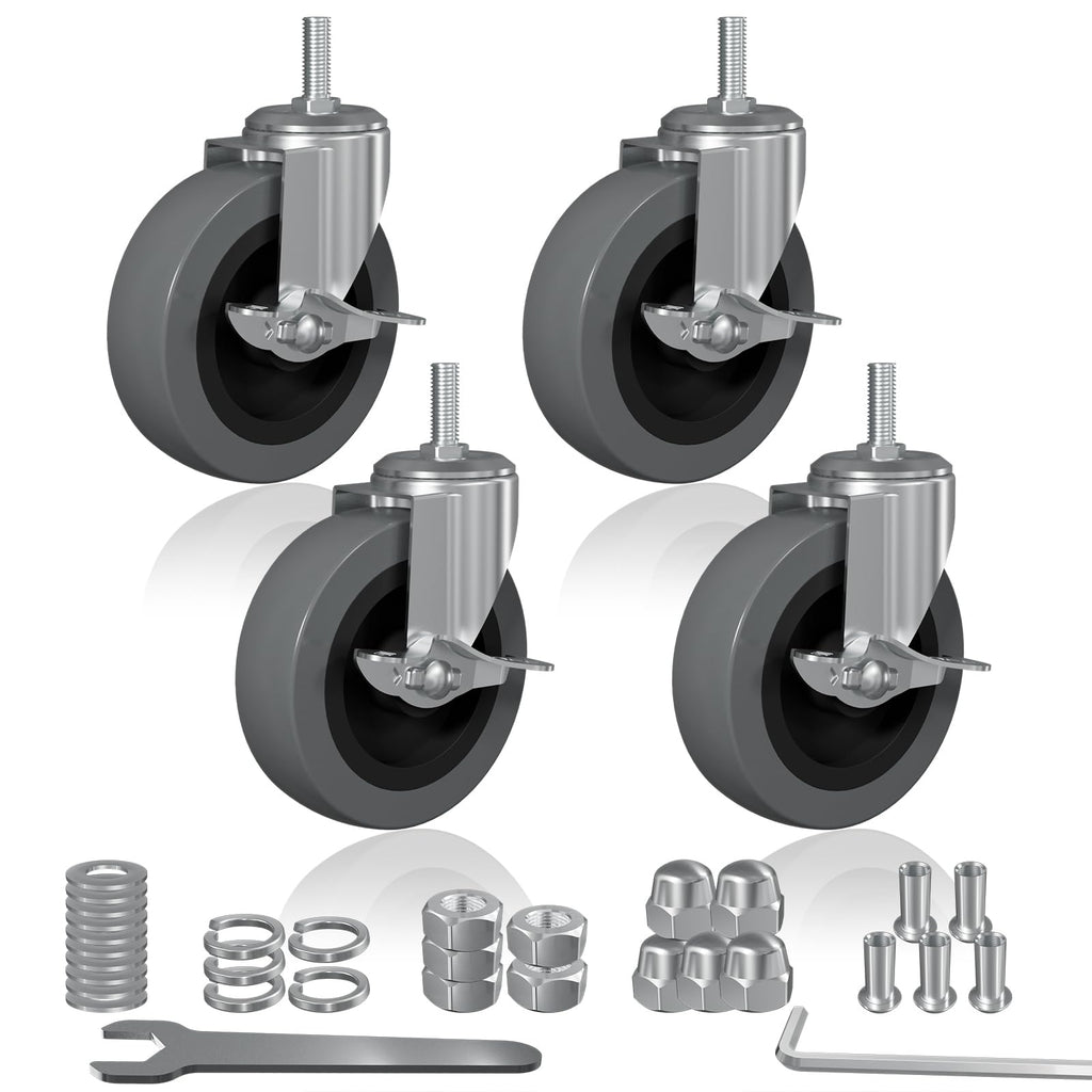 Ultimate Upgrade: 4" Rolling Caster Set with Locking Brake | 700LB Capacity for Garage Stools
