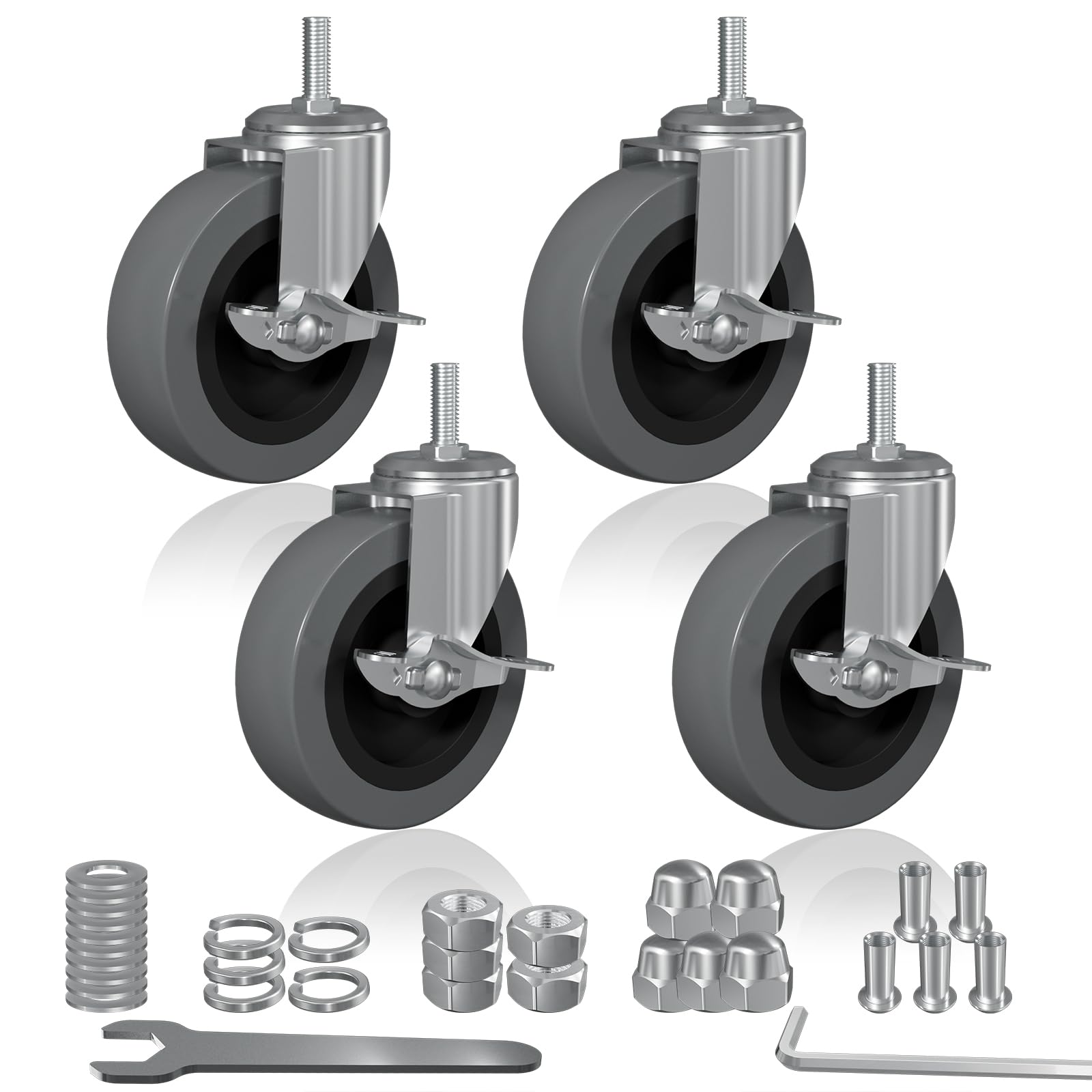 Ultimate Upgrade: 4" Rolling Caster Set with Locking Brake | 700LB Capacity for Garage Stools