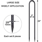 U-Shaped Trampoline Anchors, Heavy Duty Wind Stakes, 8-Pack (Black)