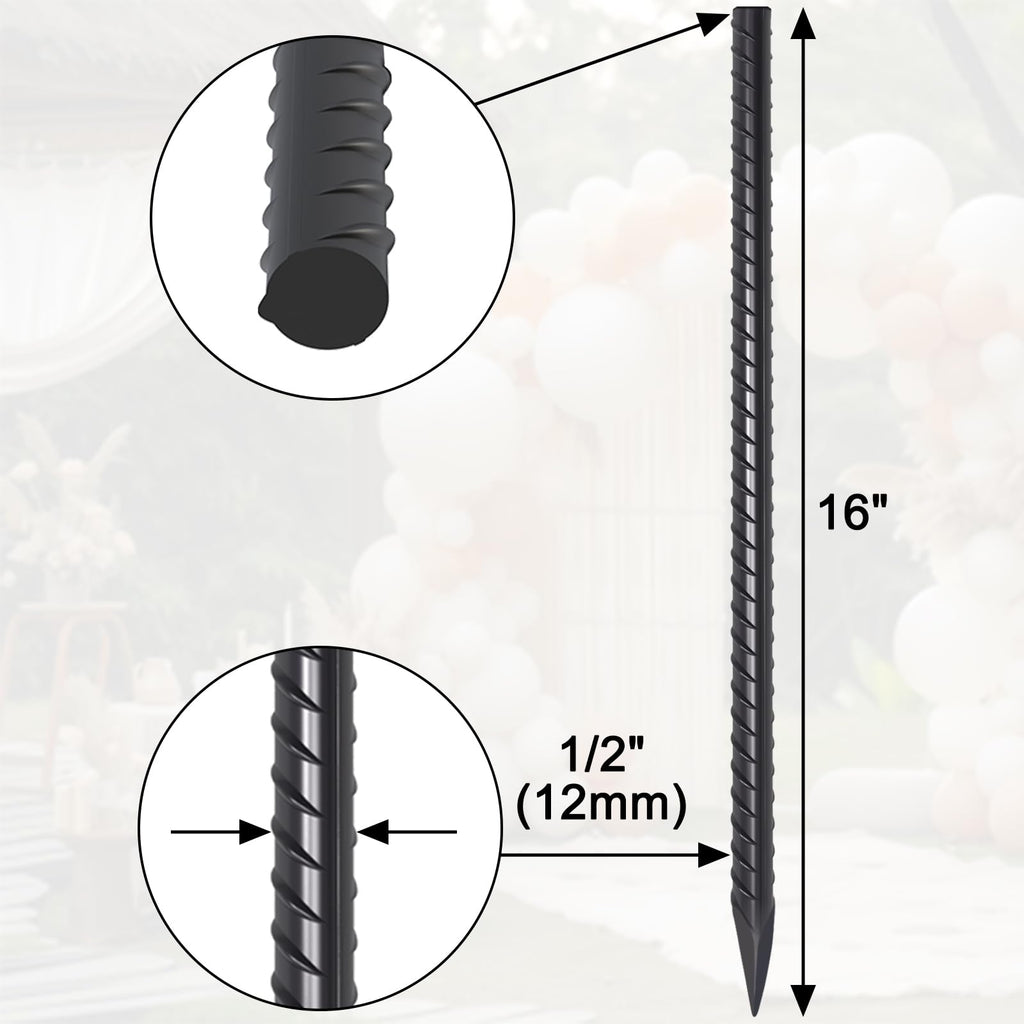 24" Rebar Stakes 1/2" / 1/4" Diameter | Heavy Duty Ground Spikes for Concrete Forms & Landscape Timber