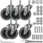 3" Swivel Caster Wheels (6-Pack) - Replacement M10x1 Metric Threaded Stem Casters for Creeper Service Carts, Shop Stools, Workbenches & Post Mounts