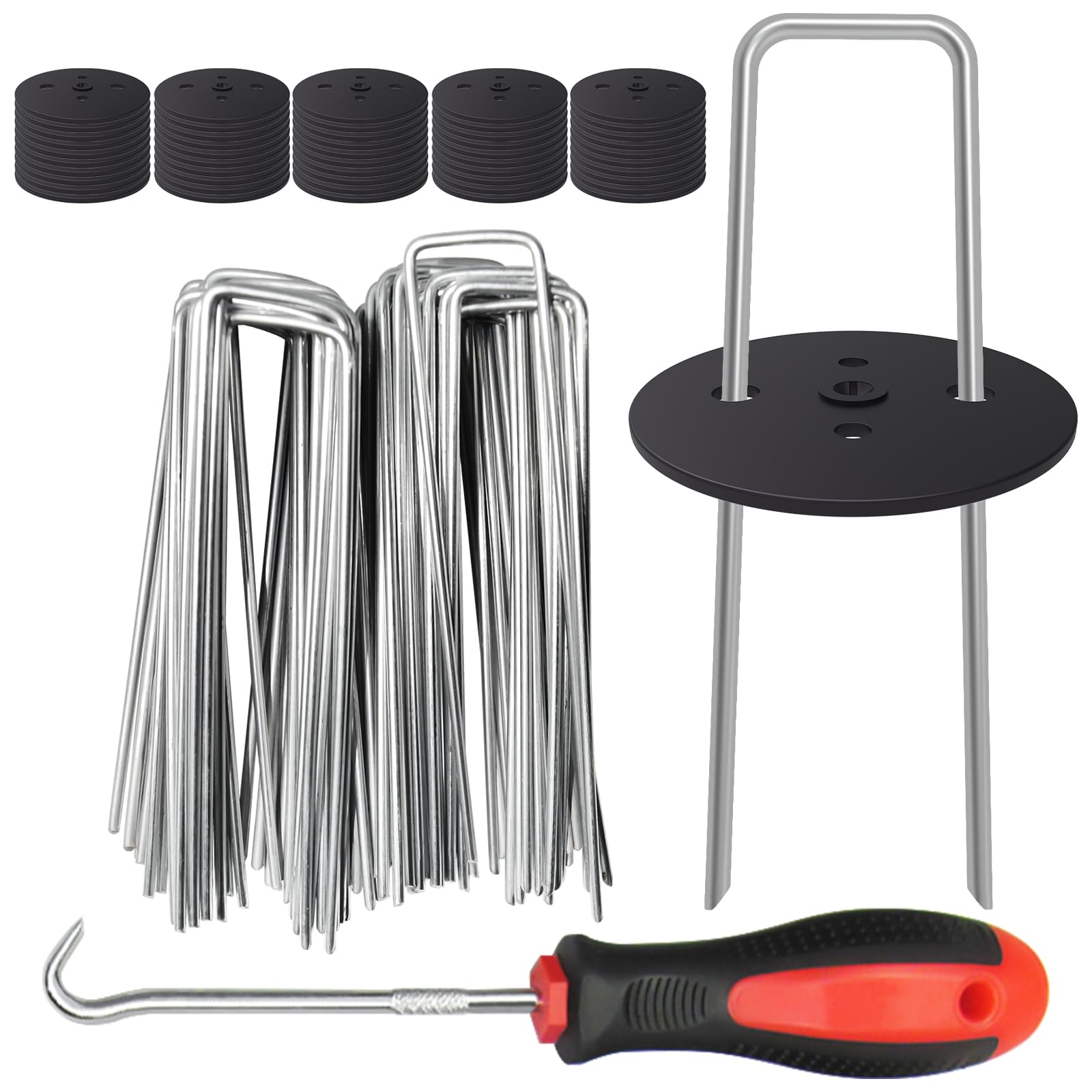 6 Inch Galvanized Landscape Pins - Heavy Duty U-Shaped Turf Nails for Securing Sod Fabric & Decorations