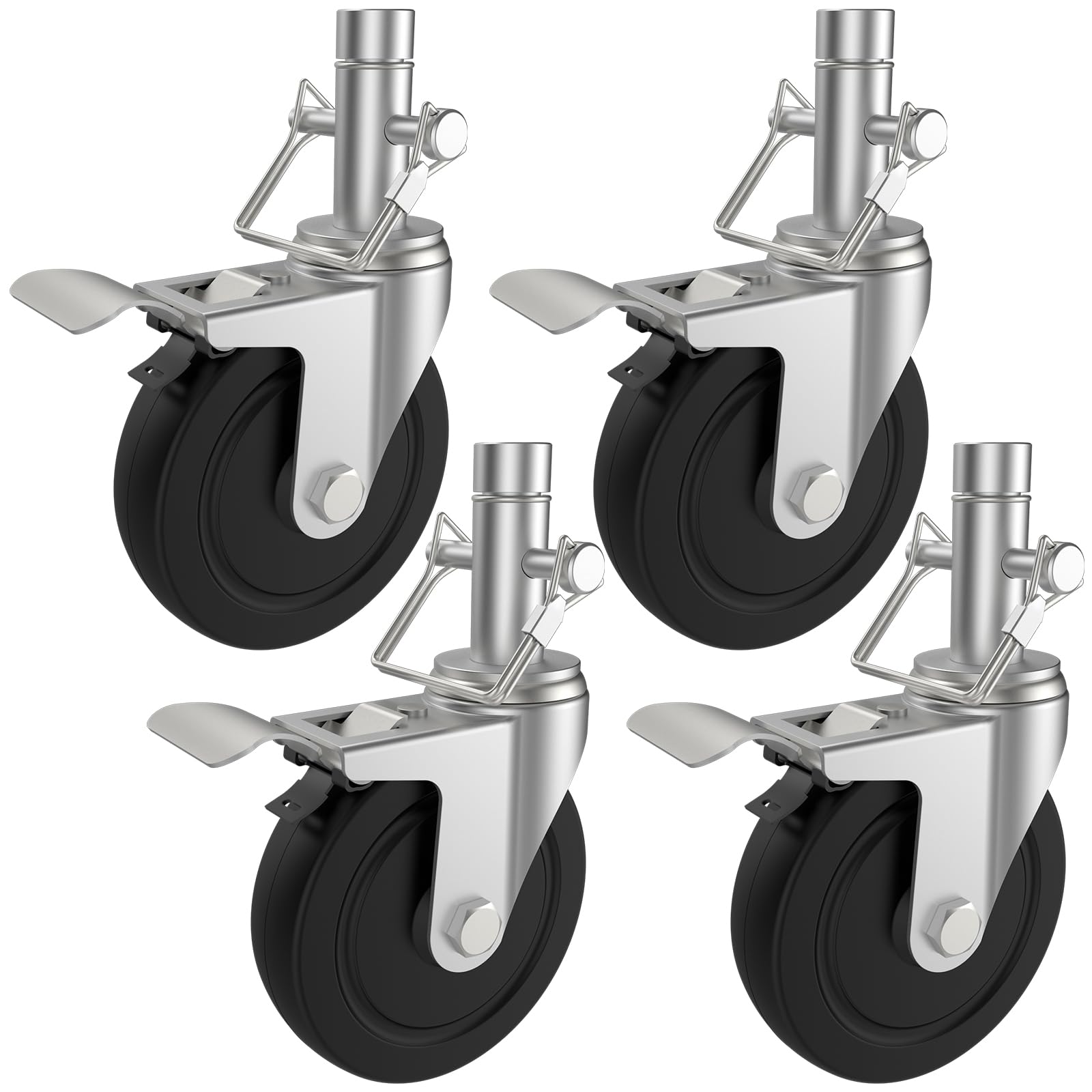 Dual-Locking Scaffold Wheels: 5" Heavy-Duty Set for Secure Mobility & 400lb Total Capacity