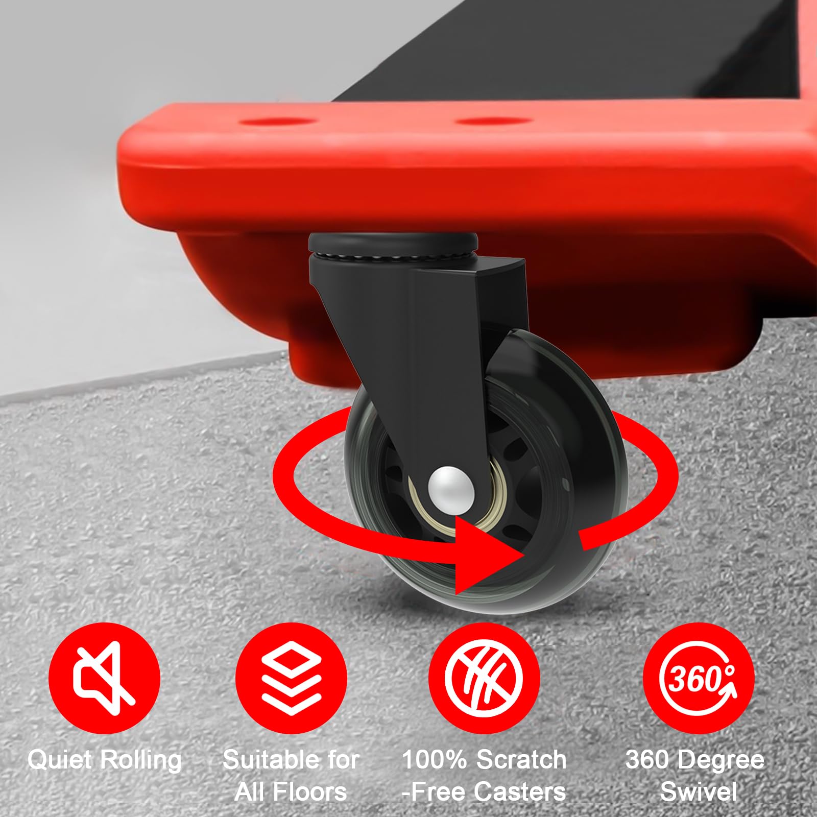 6-Pack Heavy Duty 2.5" Creeper Wheels with M8/M10 Threaded Stem