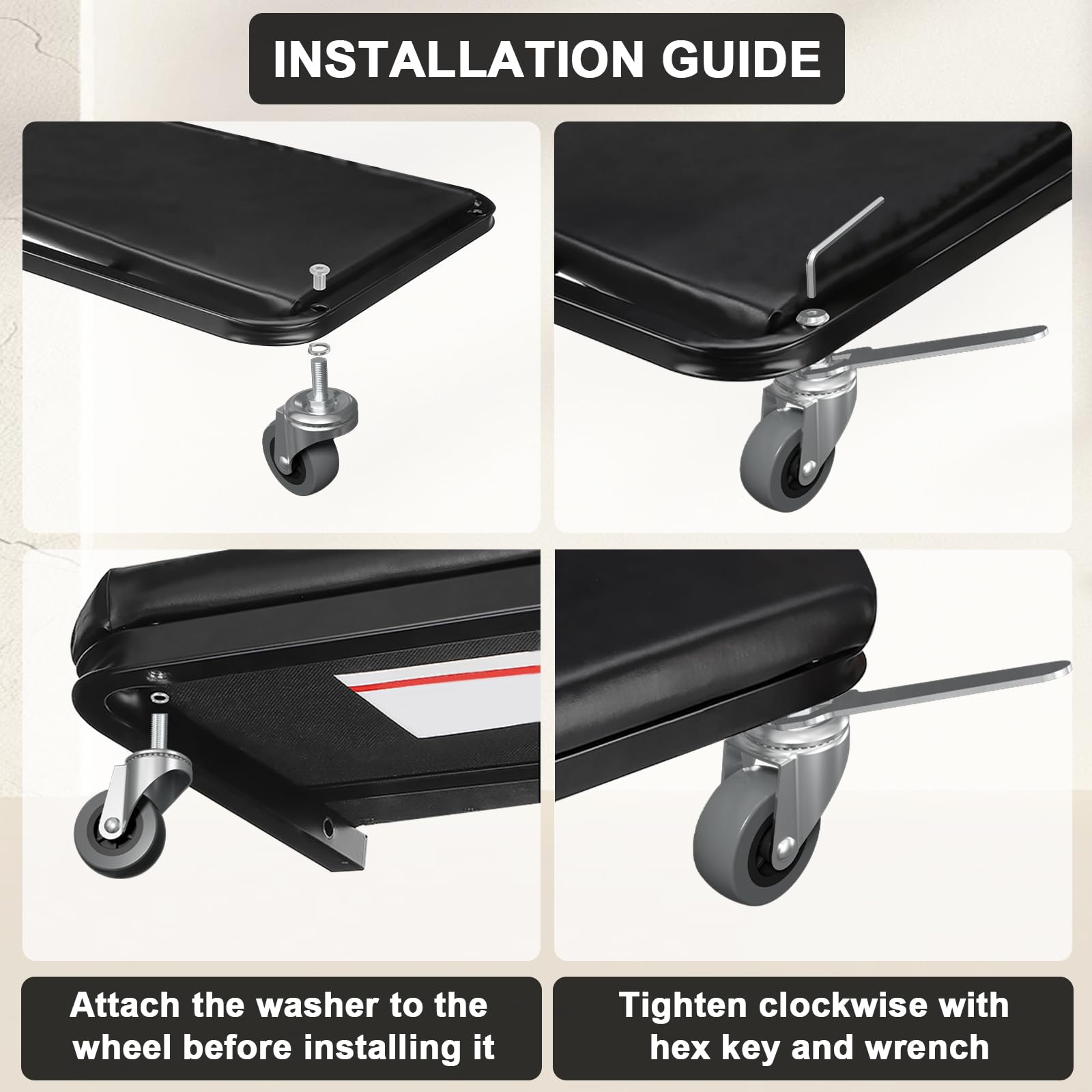 6-Pack Heavy Duty 2.5" Creeper Wheels with M8/M10 Threaded Stem