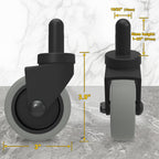 3 Inch Mop Bucket Replacement Casters Set of 4 Heavy Duty Non-Marking TPR Caster Wheels No Brake for Rubbermaid Mop Models 7570-l2,7571,7580,7581 Wavebrake(Black)