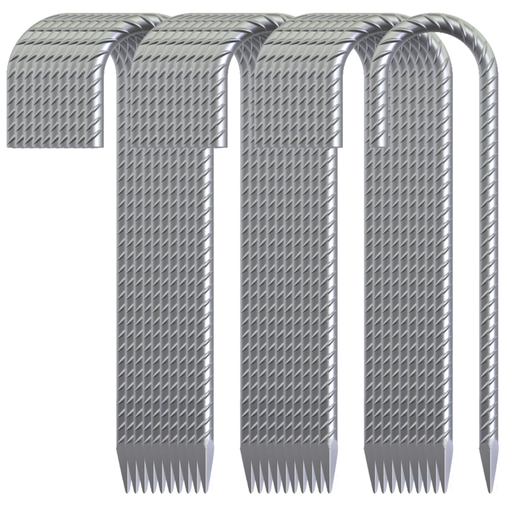 close-up of galvanized spiral stake