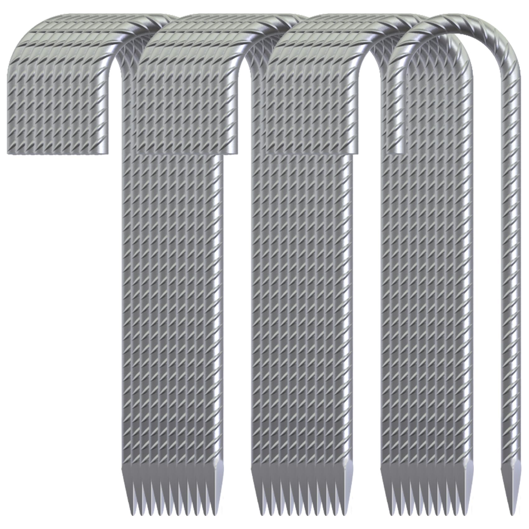 close-up of galvanized spiral stake