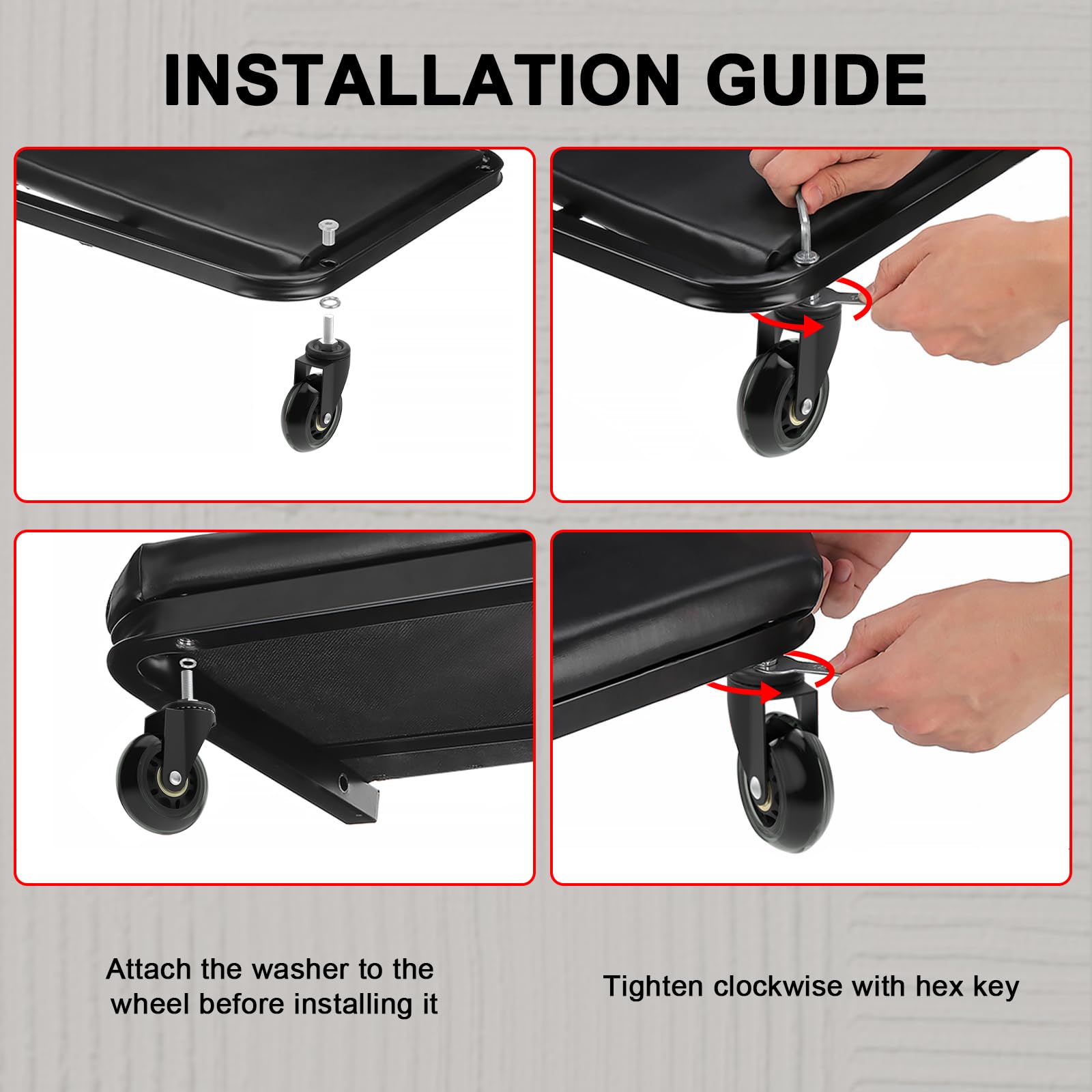 6-Pack Heavy Duty 2.5" Creeper Wheels with M8/M10 Threaded Stem