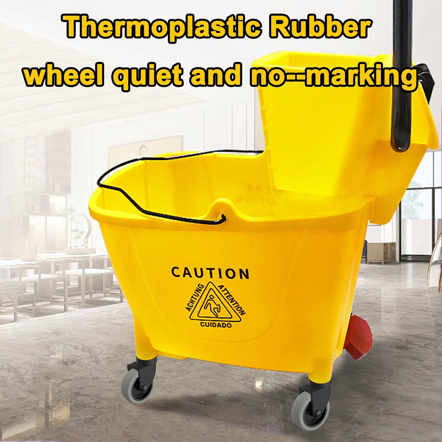 3 Inch Mop Bucket Replacement Casters Set of 4 Heavy Duty Non-Marking TPR Caster Wheels No Brake for Rubbermaid Mop Models 7570-l2,7571,7580,7581 Wavebrake(Black)