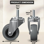 Caster Replacement Kit for Mechanic Stools & Workshop Creepers - 6-Pack of 2" Heavy-Duty Wheels with M8x20mm Stem
