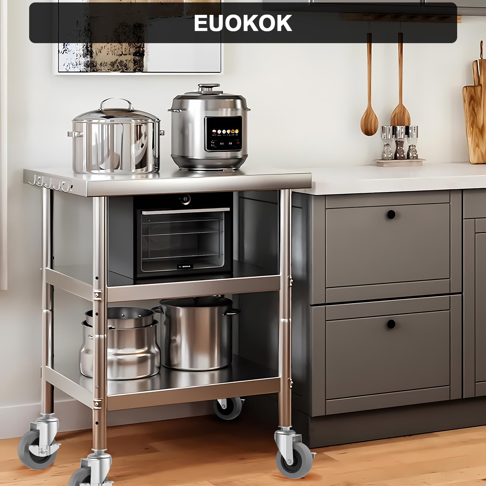 Universal Expanding Casters with Locking Brake (4-Pack) - Fits 3/4" & 7/8" Round Tubes for Metro Shelving, Carts & Furniture Legs