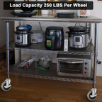 Universal Expanding Casters with Locking Brake (4-Pack) - Fits 3/4" & 7/8" Round Tubes for Metro Shelving, Carts & Furniture Legs