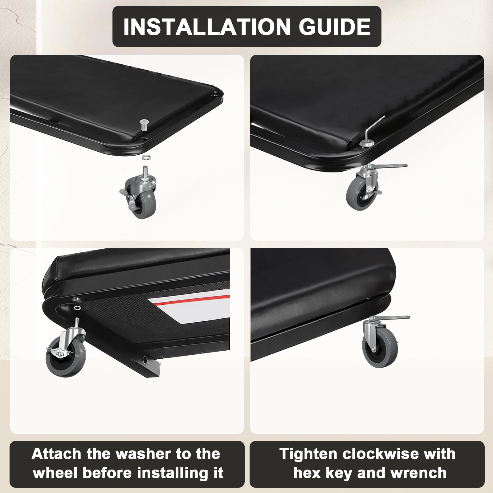 Ultimate Upgrade: 4" Rolling Caster Set with Locking Brake | 700LB Capacity for Garage Stools