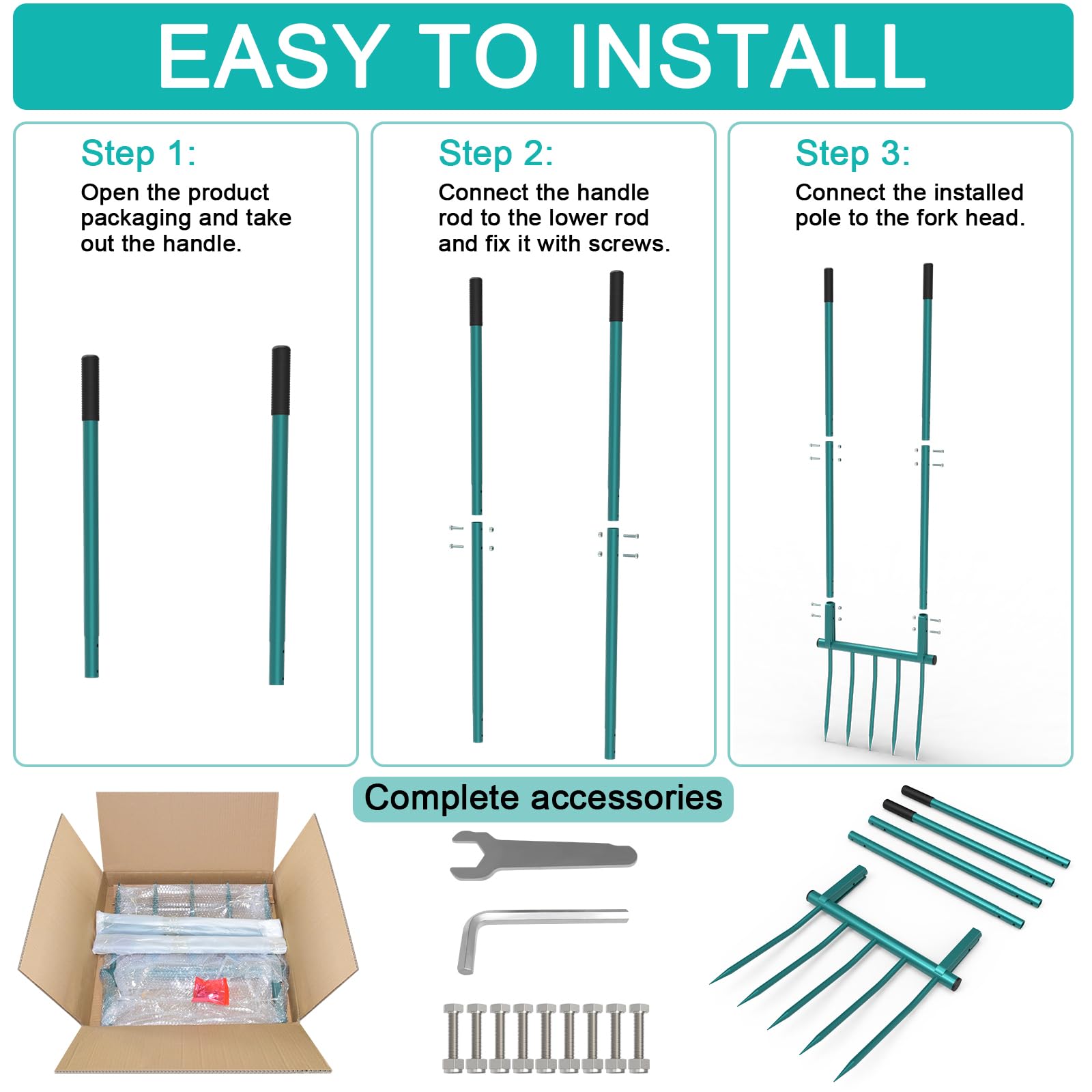 5 Tines 20 in Wide Heavy Duty Pitch Fork for Gardening Spading, Ergonomic Stainless Steel Digging Fork, 55 inch Heigh Handled Broad Fork Garden Tool Claw Weeder Soil Tiller Cultivator Aerate Clay Soil