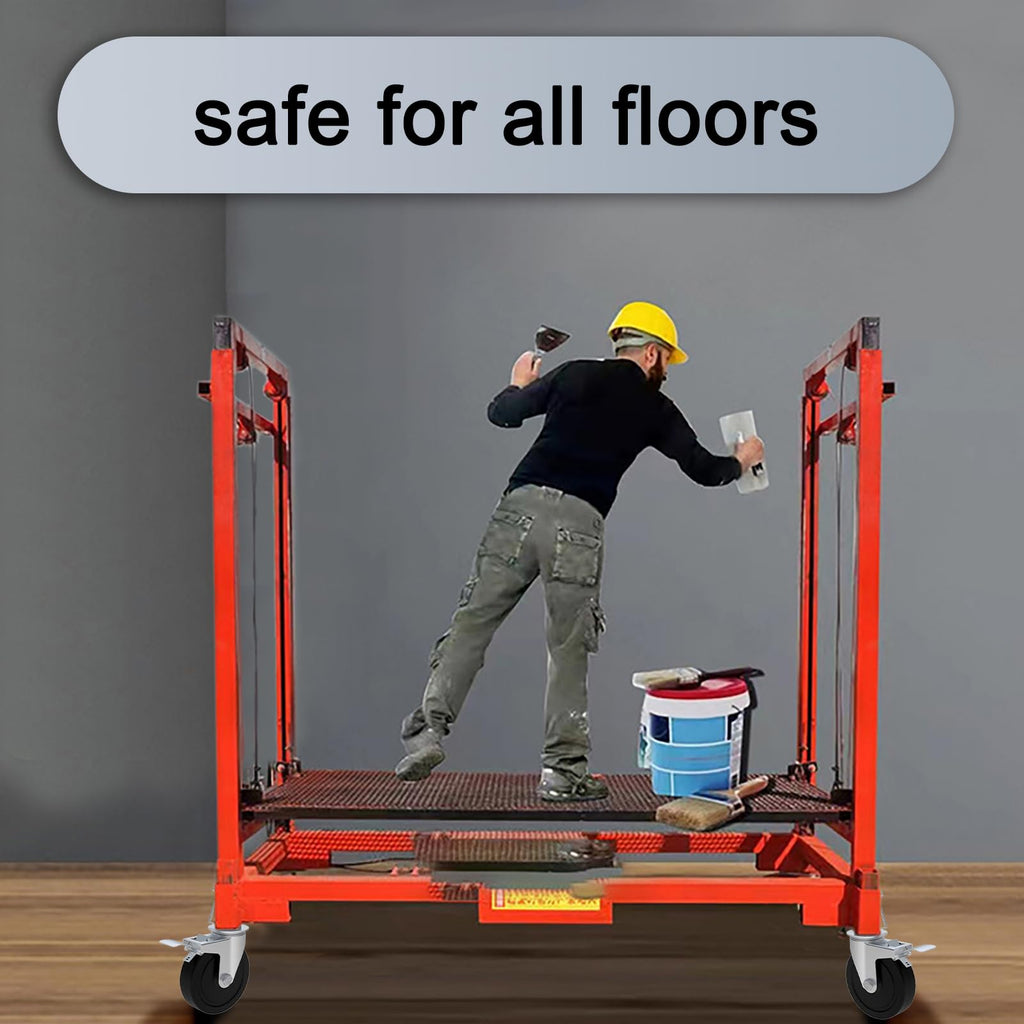 Secure & Mobile Workspace Solution: Set of 2/4 Heavy-Duty 5" Casters with Dual Locks for Scaffolds, Workbenches & More |440 lbs Per Capacity