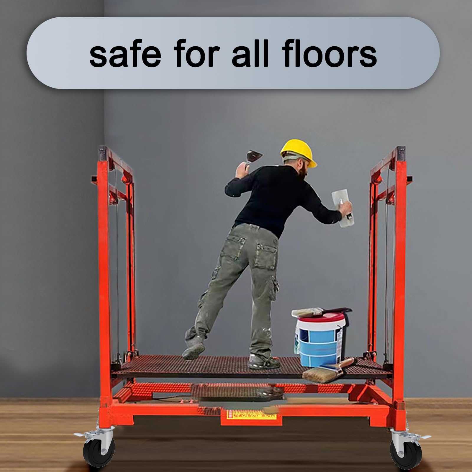 Dual-Locking Scaffold Wheels: 5" Heavy-Duty Set for Secure Mobility & 400lb Total Capacity