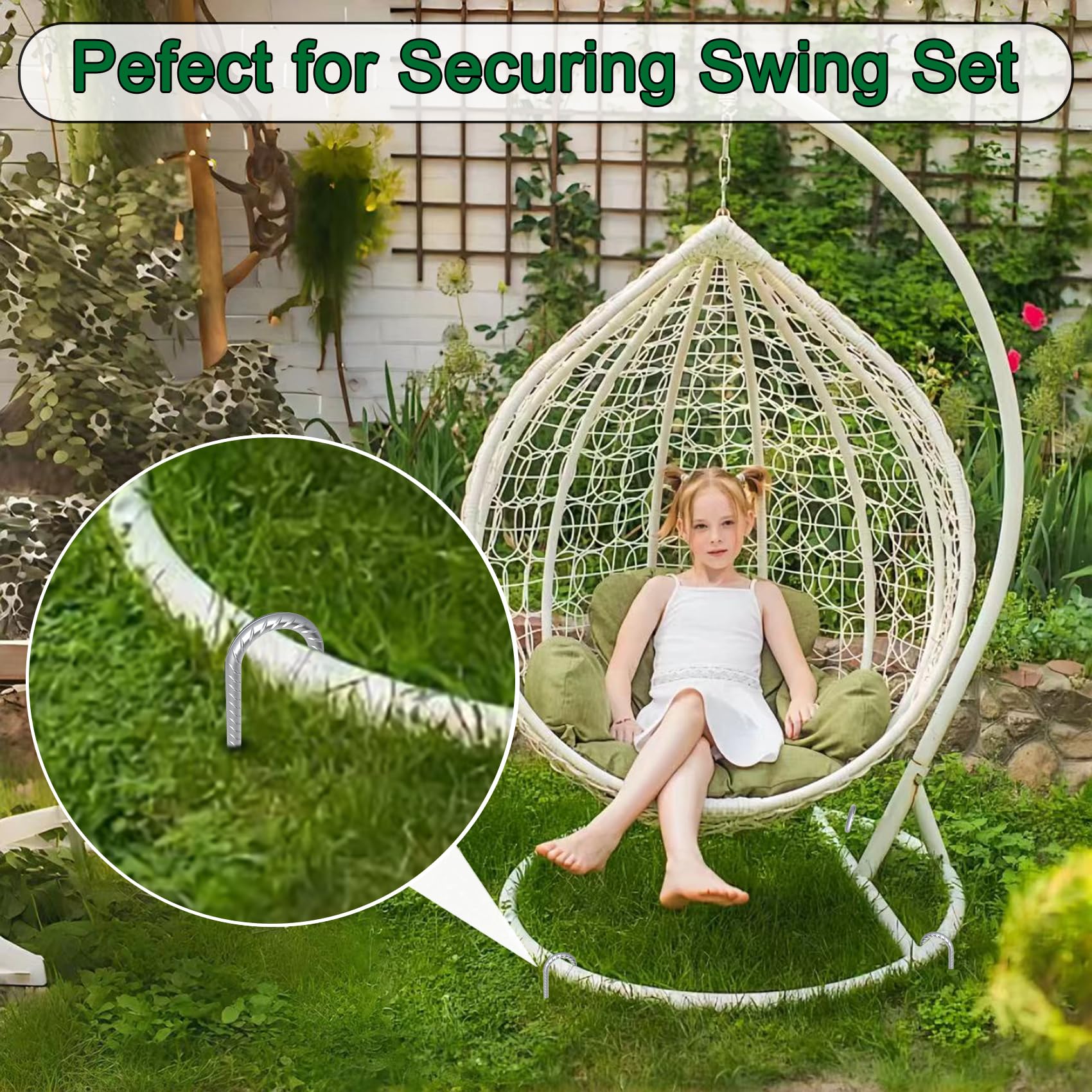 close-up of galvanized spiral stake