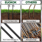 Heavy Duty Garden Stakes with Loop - Create Decorative Rope Borders for Flower Beds & Paths (6-Pack, 1/2" Black)