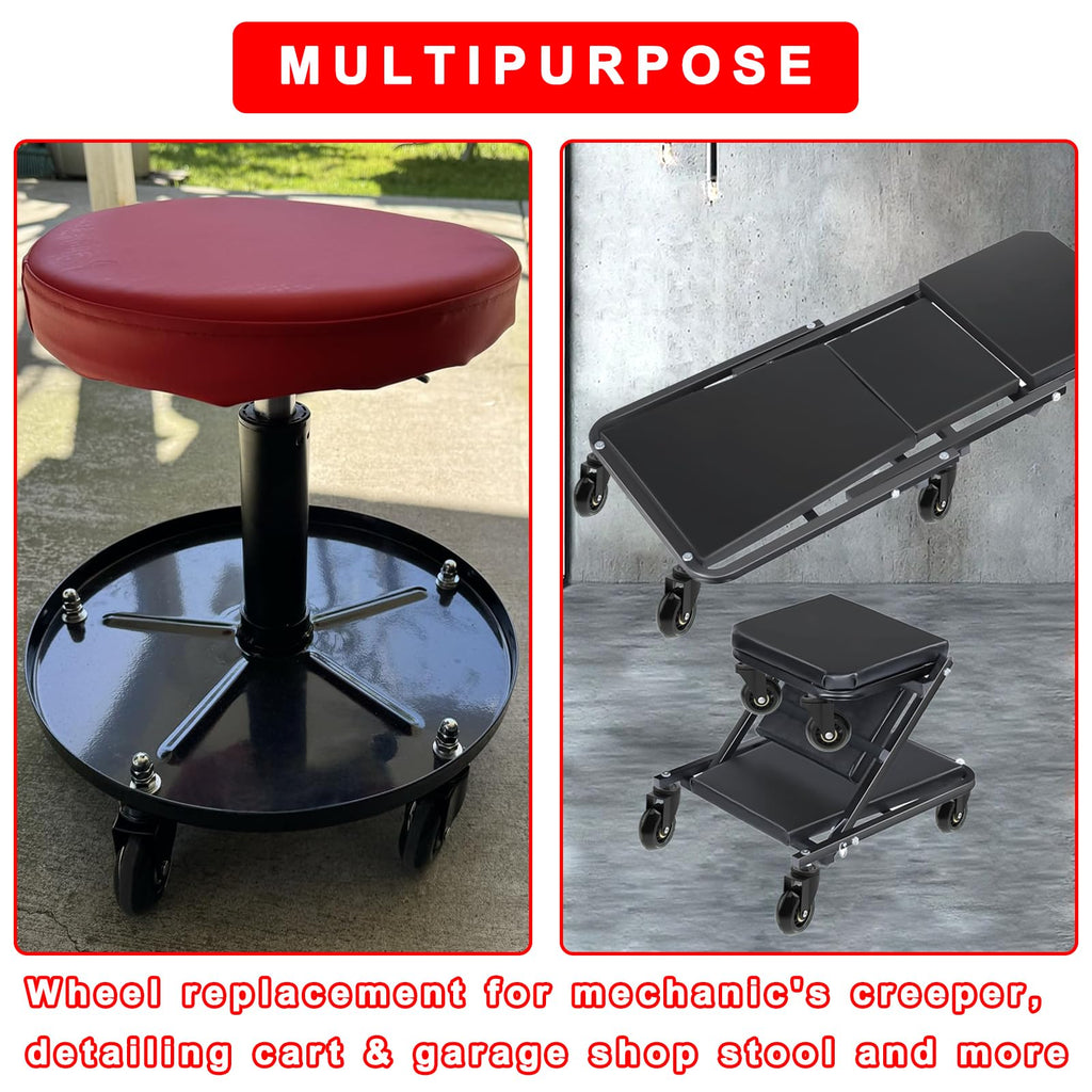 6-Pack Heavy Duty 2.5" Creeper Wheels with M8/M10 Threaded Stem