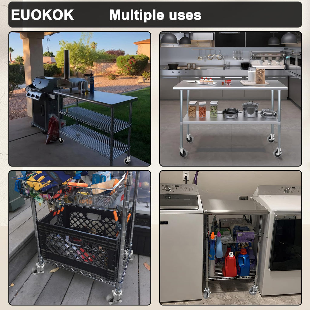 Universal Expanding Casters with Locking Brake (4-Pack) - Fits 3/4" & 7/8" Round Tubes for Metro Shelving, Carts & Furniture Legs