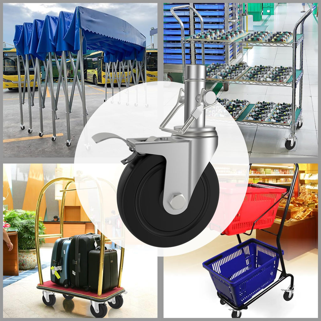 Dual-Locking Scaffold Wheels: 5" Heavy-Duty Set for Secure Mobility & 400lb Total Capacity