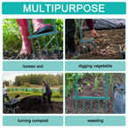 5 Tines 20 in Wide Heavy Duty Pitch Fork for Gardening Spading, Ergonomic Stainless Steel Digging Fork, 55 inch Heigh Handled Broad Fork Garden Tool Claw Weeder Soil Tiller Cultivator Aerate Clay Soil