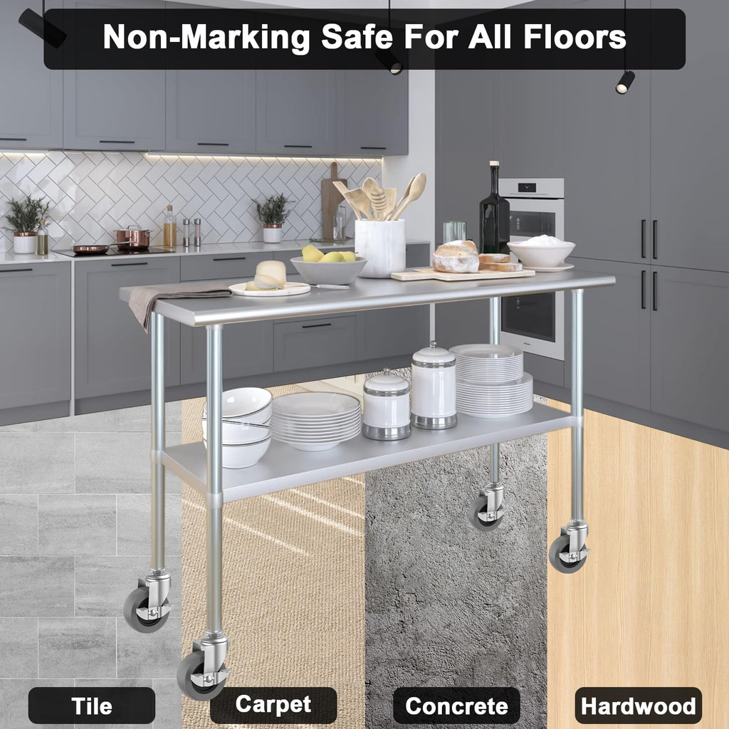 Universal Expanding Casters with Locking Brake (4-Pack) - Fits 3/4" & 7/8" Round Tubes for Metro Shelving, Carts & Furniture Legs