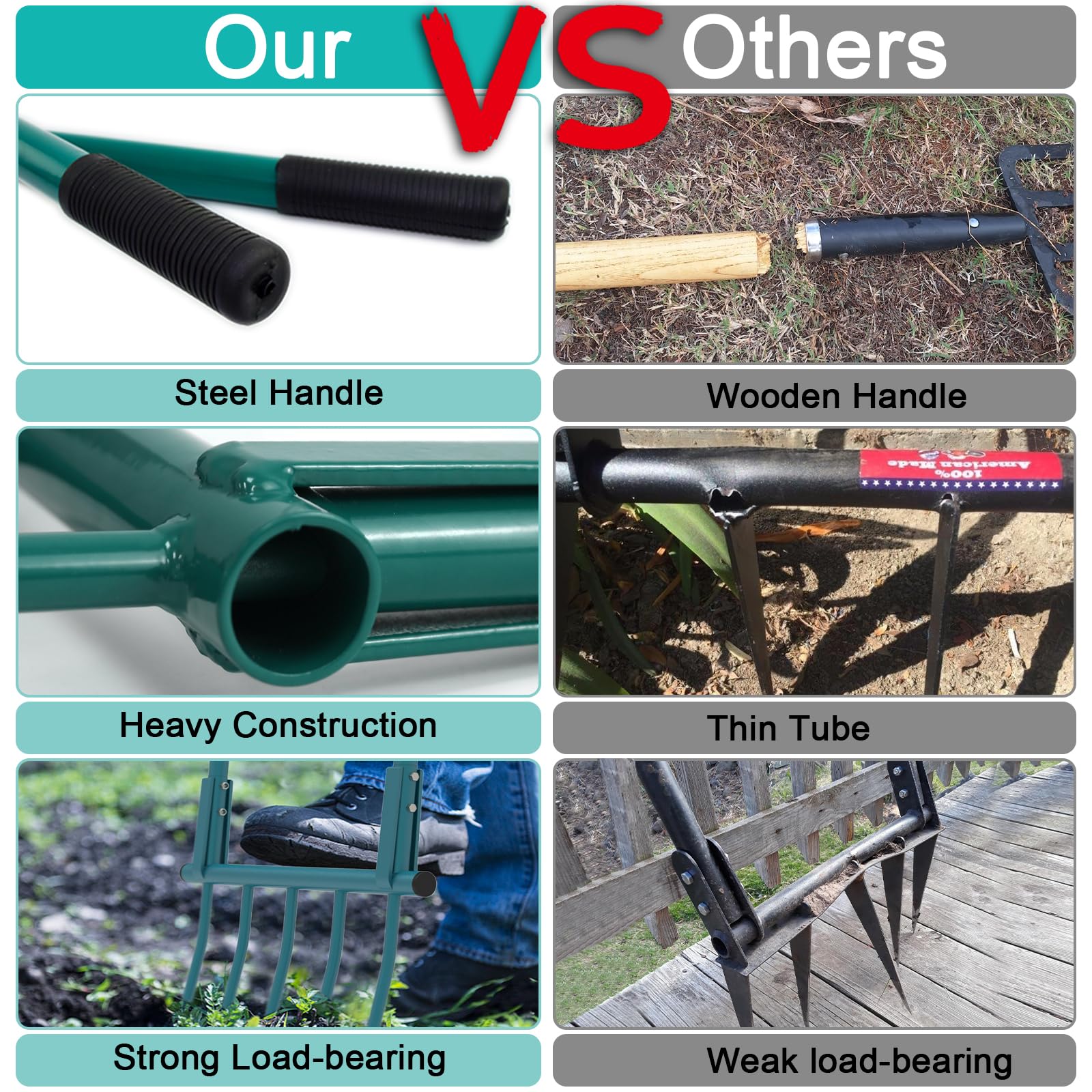 5 Tines 20 in Wide Heavy Duty Pitch Fork for Gardening Spading, Ergonomic Stainless Steel Digging Fork, 55 inch Heigh Handled Broad Fork Garden Tool Claw Weeder Soil Tiller Cultivator Aerate Clay Soil