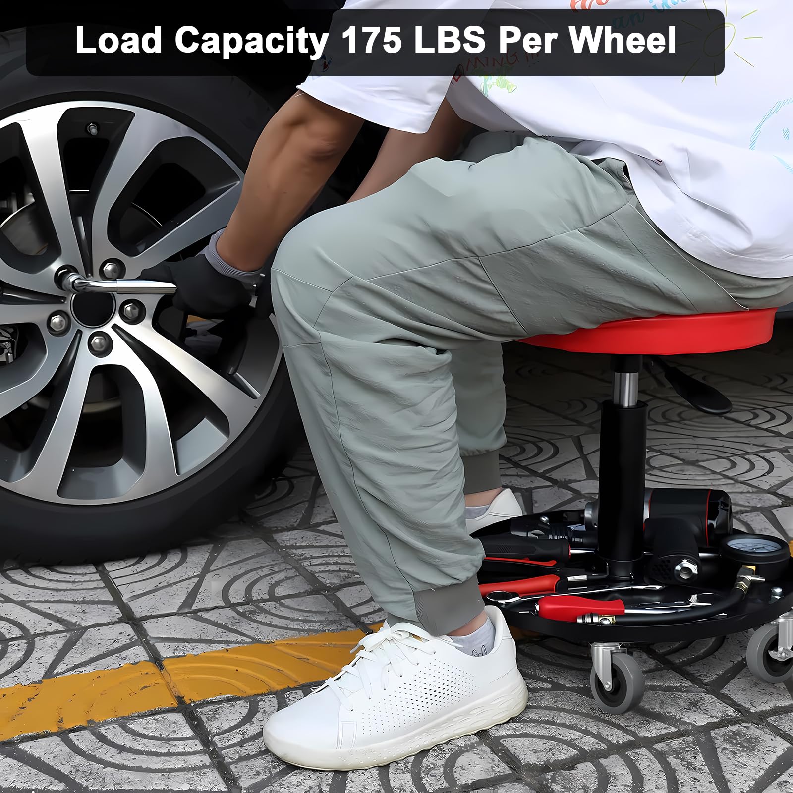 Ultimate Upgrade: 4" Rolling Caster Set with Locking Brake | 700LB Capacity for Garage Stools
