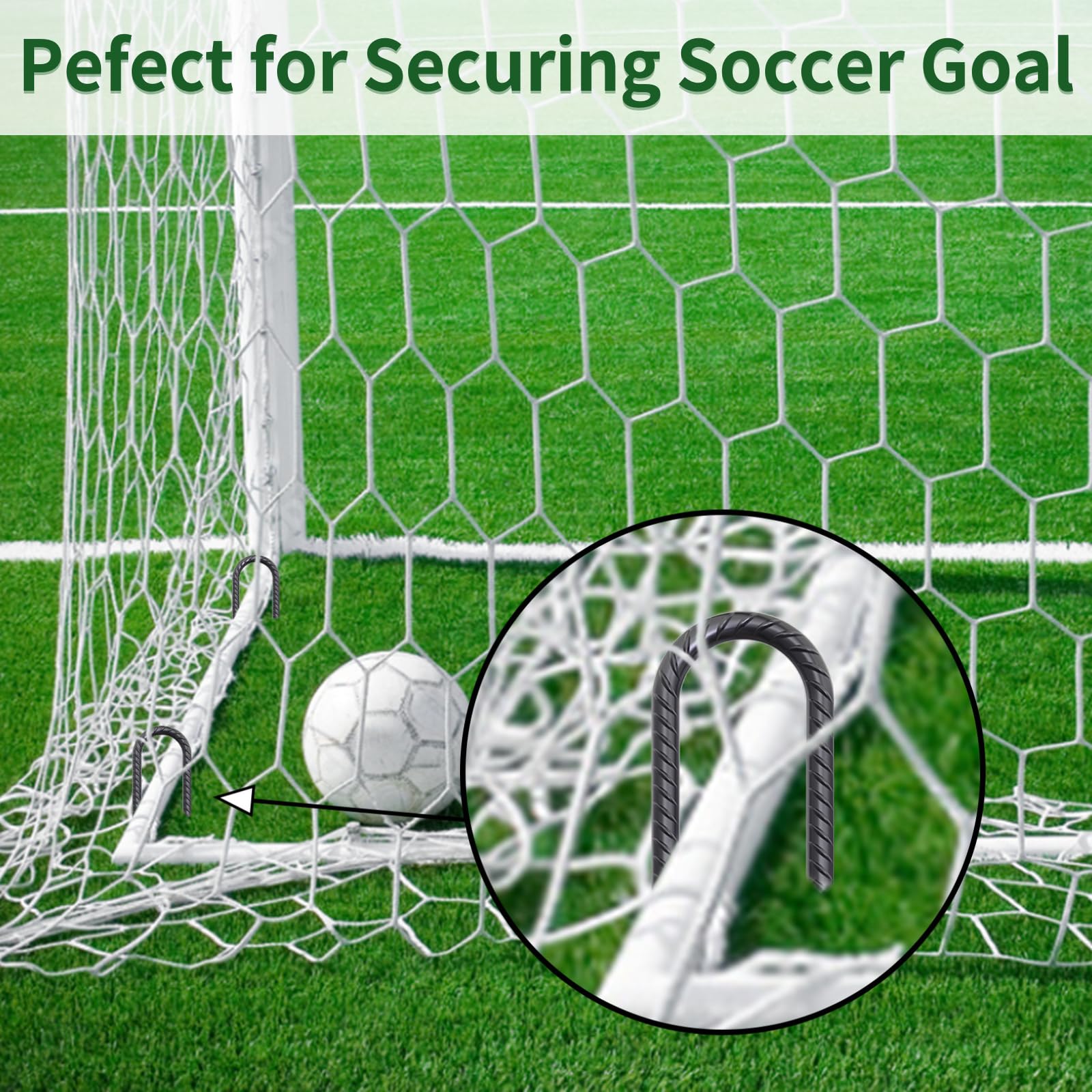 U-Shaped Trampoline Anchors, Heavy Duty Wind Stakes, 8-Pack (Black)