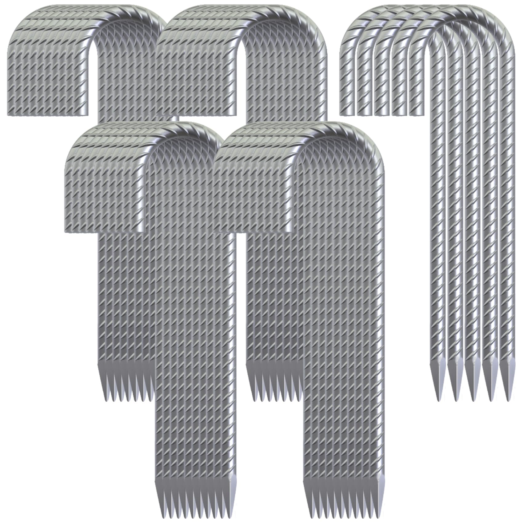 J-hook stake securing a bounce house in grass