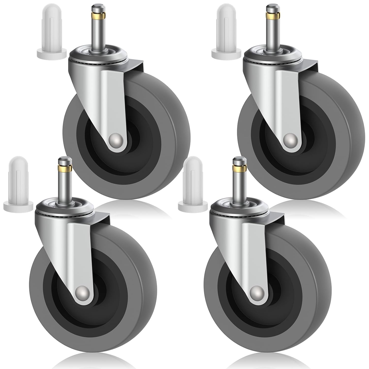 4" Swivel Stem Caster Wheels | 7/16" Stem Replacement for Carts, Mop Buckets & Grills
